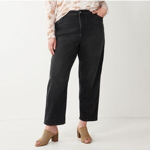 Plus Size Sonoma Goods For Life High-Waisted Straight-Leg Crop Black Jeans